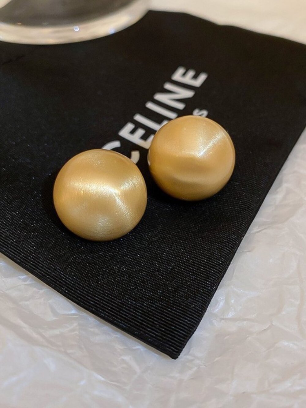 18K Gold Plated Matte Stud Earrings Minimalist Brushed Gold Round Hypoallergenic